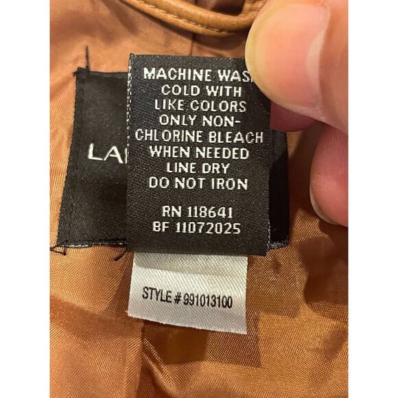 Lane Bryant Womens Moto Jacket Faux Leather Zip up Long Sleeve Brown Size 18/20 - Picture 8 of 9